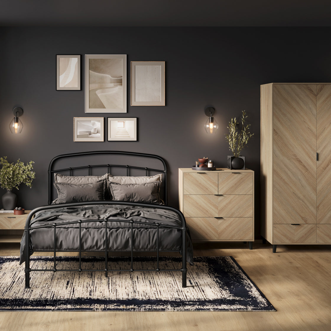Stockholm Chevron Light Wood Chest of Drawers | 4 Drawers